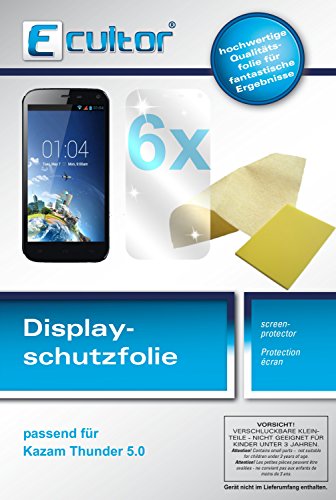 Ecultor I 6x Schutzfolie klar passend für Kazam Th&er 5.0 Folie Bildschirmschutzfolie