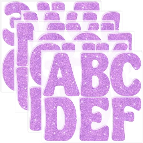 Image of Bulletin Board Letters 74 PCS Glitter Letter Stickers Large 5 Inch, Purple | 12 Sheets,Alphabet Number Stickers,Self-Adhesive,Sticker Letters for Poster Board,Classroom,Display,Mailbox,Craft,Party Decor