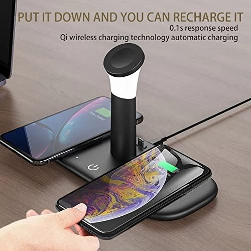 3 in 1 Charger Docking Station Desk Top LED Lamp QI 15W Fast Inductive Charging Stand (Color : D) image 5