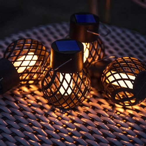 GIGALUMI Solar Hängeleuchte für außen, 8 Stück flackernder Flamme Solarleuchten für Garten