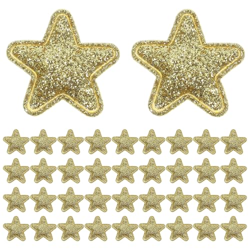 POPETPOP 100 Apliques de Tela con Forma de Estrella: Parches Decorativos, Accesorios para Manualidades Navideñas, 6,35 X 6,35 Cm
