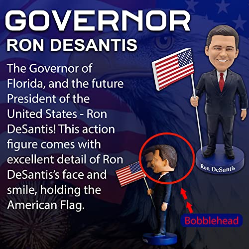 Pesky Patriot Governor Ron Desantis Bobblehead Doll | 7” Tall Resin Action Figure Of Desantis Holding An American Flag Makes A Great Gift Idea For Republicans #TOP3