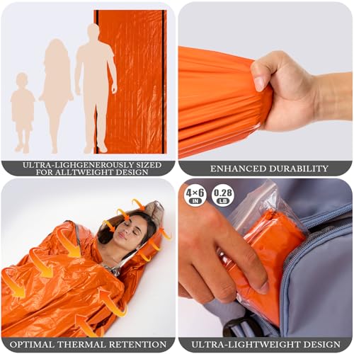 ANLOKE Bolsas de Dormir de Emergencia (Paquete de 2) Bolsa de Dormir de Supervivencia - Bolsas Térmicas Portátiles Bivy Sack, Manta de Emergencia Mylar Equipo de Supervivencia miniatura 5