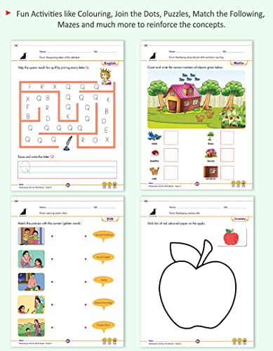 Image of Woodsnipe Activity Worksheets for Preschool |Nursery, LKG |Ages 2-4|English, Maths, EVS and Creativity | Fine Motor Skills | Engaging Illustrations |Fun Games, Brain Puzzles |Homeschooling