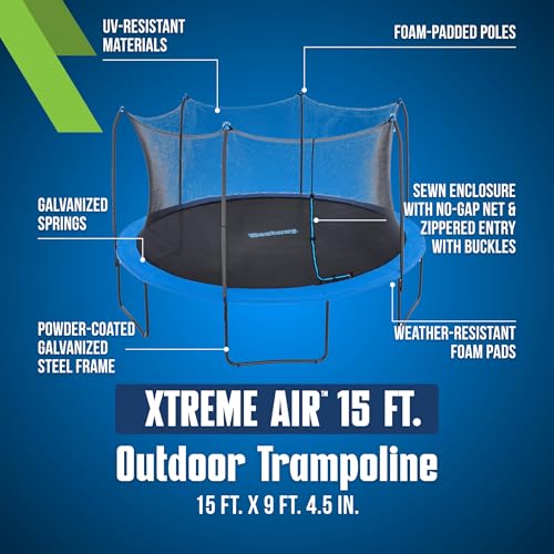 Bestway Xtreme Air 10FT 12FT 15FT Outdoor Trampoline for Kids and Adults, No-Gap Security Enclosure Net, Foam-Padded Poles, Fast & Easy Assembly, ASTM Approved, 2-Year Warranty - Image 3