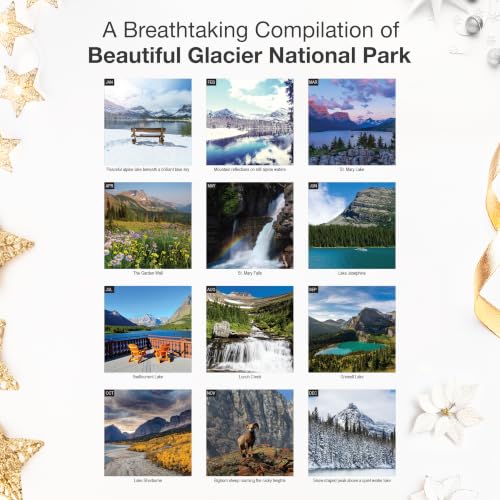 Image of RED EMBER Glacier National Park 2027 Wall Calendar 12 Month 12 inch x 24 inch Open