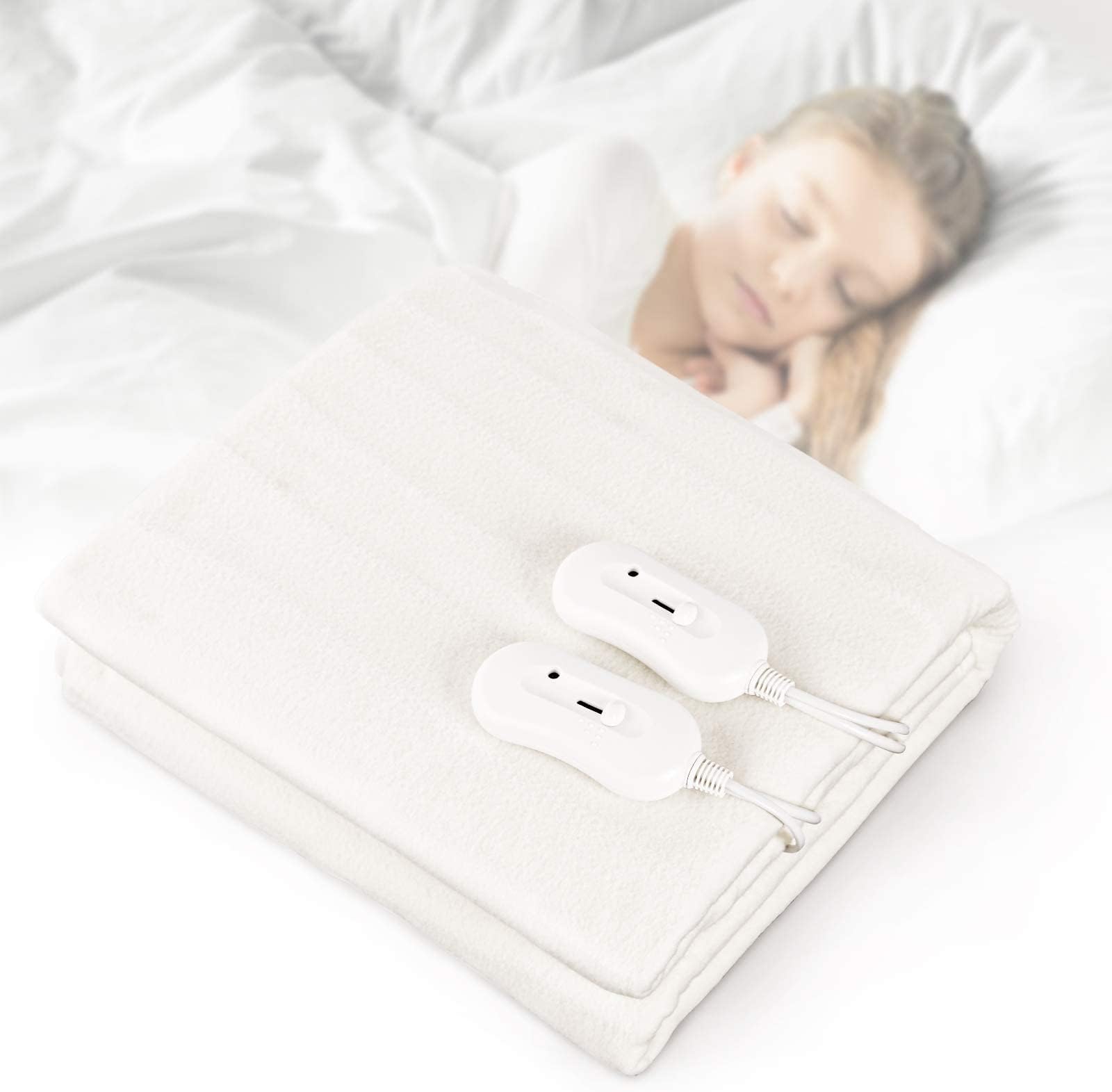 Couverture Chauffante électrique Double - Polaire Sherpa, Contrôle De Chaleur, 150x200 Cm Environ