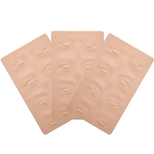 DBQ 3 piezas de práctica de microblading 3D para cejas, maquillaje permanente, piel de silicona para practicar microcuchillas y agujas, hojas de