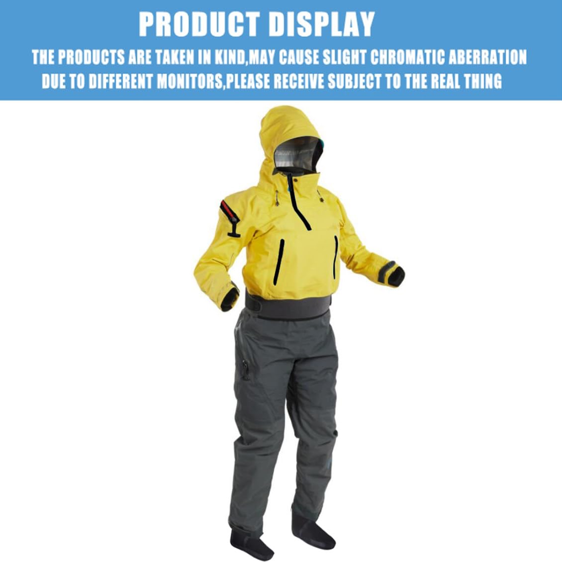Kajak-Trockenanzug Für Damen, 3-Lagiger Neoprenanzug Aus Stoff, Verstellbare Taille, Wasserdicht/Atmungsaktiv, Für Wassersport-Schlauchboot, Segeln, Kajakfahren, Paddleboard,yellow-M