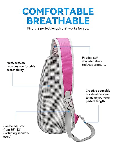Gisdanchz Sling Bags for Men Women Sling Backpack Small Rucksack Crossbody Shoulder Chest Bag Lightweight Waterproof Travel Hiking Dayapck One Strap Backpack Sling Bag for Women Men Rose Red - Image 4