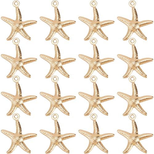 SUNNYCLUE 1 Box 100Pcs Real 24K Gold Plated Starfish Charm Bulk Sea Life Charms Stainless Steel Metal Cute Marine Animal Beach Charm for jewellery Making Charms DIY Craft Necklace Bracelet Craft Women