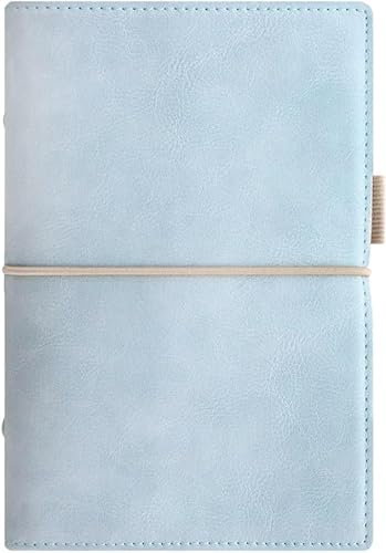 Filofax Domino Soft Organizer, Personal Size, Pale Blue - Smooth, Leather-Look, Grain Effect, Tactile, Six Rings, Week-to-View Insert, Multilingual (C022578)