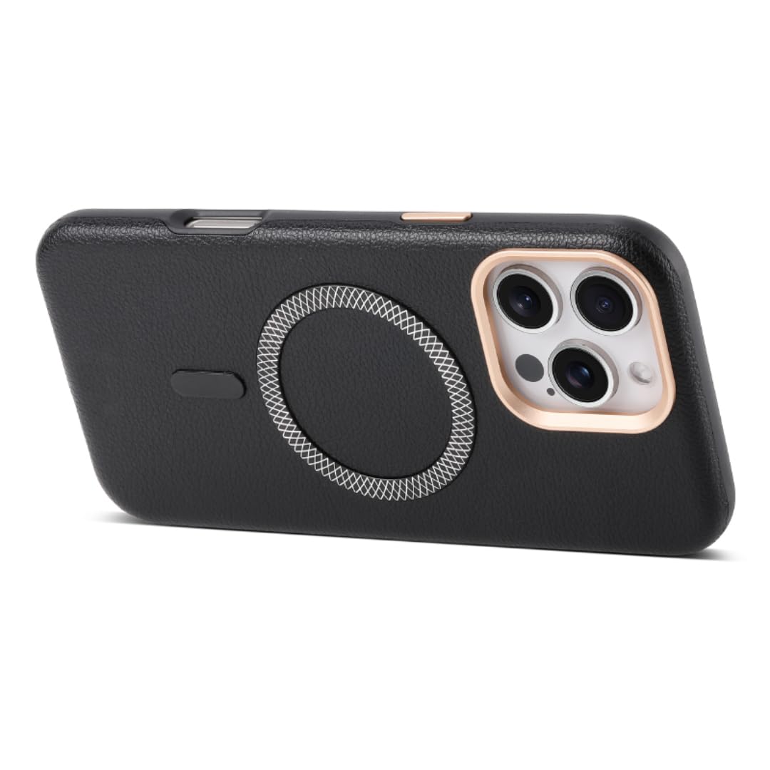 Custodia protettiva magnetica antiurto in pelle tinta unita di lusso per iPhone 16 (per iPhone 16/Nero)
