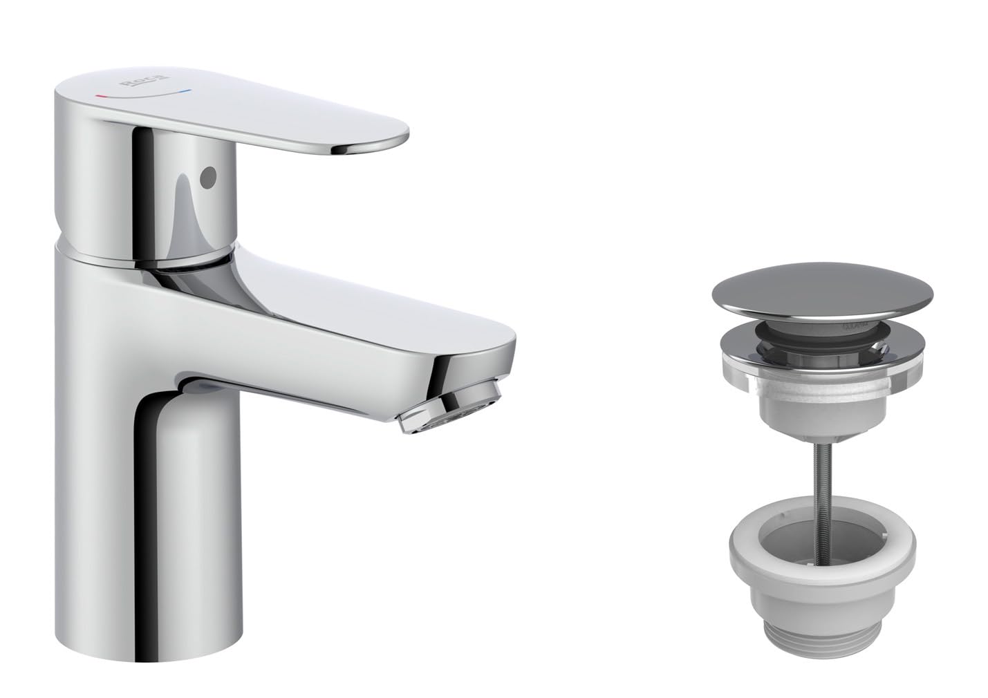 Roca Chrome Victoria Plus Mono Basin Mixer With Click Clack Waste