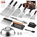 Latiret Griddle Accessories Kit, 27Pcs Grilling Accessories Set for Blackstone and Camp Chef, Flat Top Griddle Accessories Set with Scraper, Enlarged Spatulas, Basting Cover for BBQ