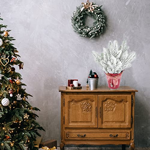 14 Pcs 9.4In Artificial Flocking Pine Picks Snow Forest Artificial Pine Needles Branches Christmas Fake Greenery Tree Branches Diy Leaves For Christmas Wreaths Garden Party Holiday Decor (14, White) #TOP4