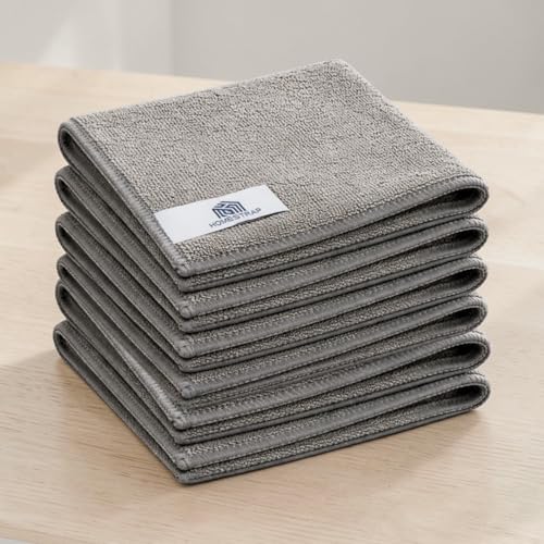 Image of Homestrap Grey Microfiber Cloth 340 GSM (40*40 CM) Set of 6 | Highly Absorbent Multipurpose Cleaning Cloth for Kitchen, Glass, Car & Home | Scratch-Safe, Reusable Streak-Free Microfiber Wiping Cloth