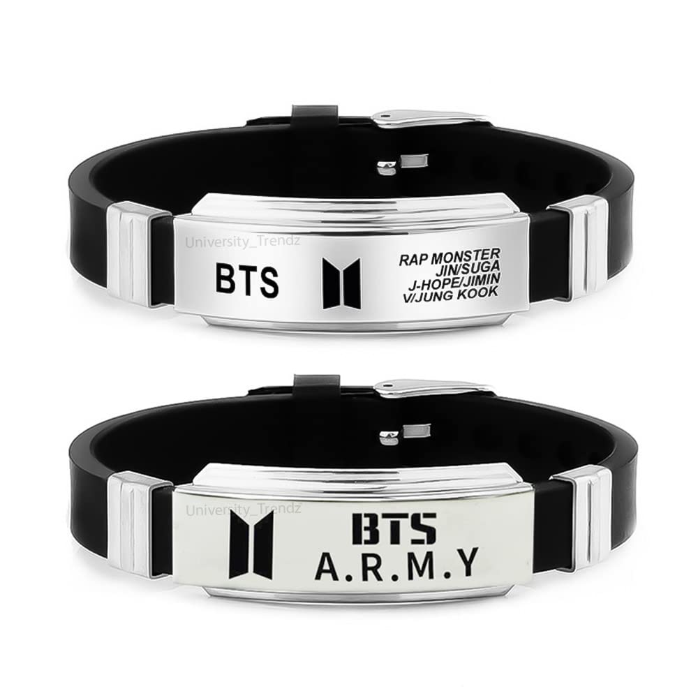 See full amazon price history chart for University Trendz BTS Army Metal Tag Silicon Wristband Bracelet with BTS Signature Bracelet for Boys & Men (Pack of 2) University Trendz BTS Army Metal Tag Silicon Wristband Bracelet with BTS Signature Bracelet for Boys & Men (Pack of 2) (B09N74CYFZ) Amazon Price History, Amazon Price Tracker