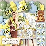 269 Pieces Winnie Baby Shower Decorations Kit, All-in-1 Whimsical the Pooh Party Pack With Balloon Arch, Guestbook Poster, Baby Boxes with Letters for Teddy Bear Shower - Yellow, Blue, Brown - Image 3
