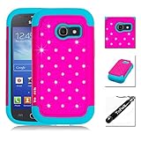 Samsung Galaxy Ace Style / SM-G310 / S765C Case, ToPerk (TM) Luxury Spot Diamond Dual Layer Armor Case + Free Screen Protector & Stylus Pen As Bundle Sale - Hot Pink