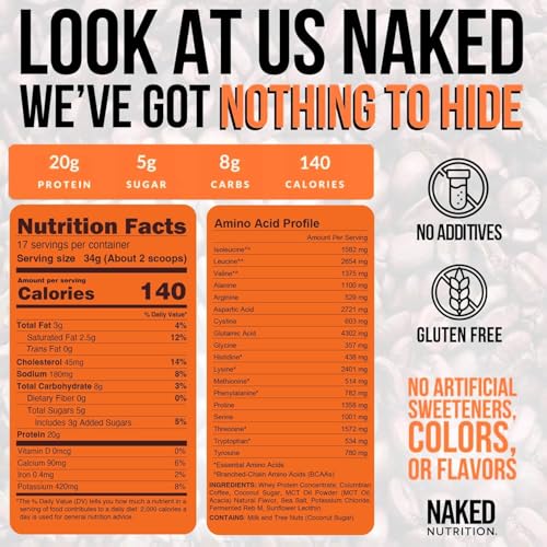 Image of NAKED Hazelnut Latte Protein Coffee - Premium Colombian Iced Coffee Protein Shake Drink, Delicious Keto Friendly and Gluten Free, 17 Servings