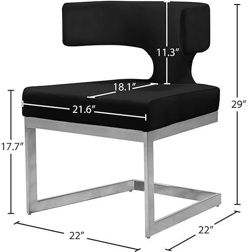 Miniatura 3 de Meridian Furniture Alexandra Collection Modern  Silla de comedor tapizada contemporánea con base de metal duradera, 22 pulgadas de ancho x 22
