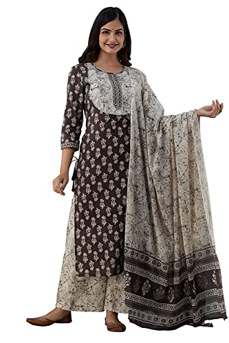 Damen Kleid Kurta Palazzo aus Rayon, braun, Large Cover