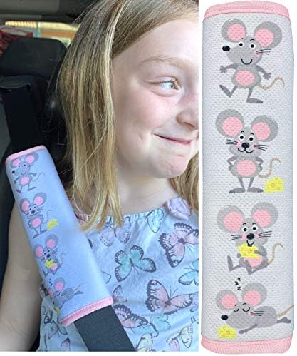 HECKBO 2X Kids Car Seat Belt Pads Seat Belt Protectors - Construction Cars - Seat Belt Pads for Kids and Babies- Ideal for Any Seat Belt Car Booster Seat Kids Bicycle