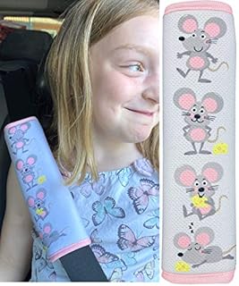 HECKBO 2X Kids Car Seat Belt Pads Seat Belt Protectors - Construction Cars - Seat Belt Pads for Kids and Babies- Ideal for Any Seat Belt Car Booster Seat Kids Bicycle