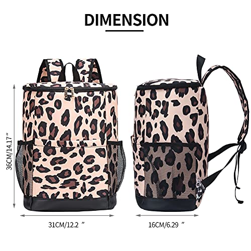 Cooler Backpack Women Leopard Leak Proof Backpack Cooler Bags Lightweight Soft Lunch Backpack With Cooler Compartment,Wine Cooler For Hiking Camping,24 Cans… #TOP4