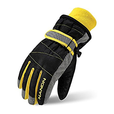 Rmine Ski Gloves Windproof Waterproof Thermal Gloves for Unisex and Children, Black , S (5-8 jahre) Cover