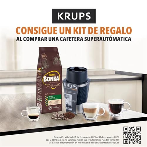 Krups Intuition Preference EA8738 Cafetera superautomática, pantalla táctil color, máquina de café con indicadores lumínicos, 11 bebidas personalizables, 8 recetas personalizadas, Color Negra