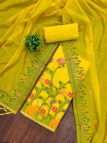 Image of DEVANGI Women's Jamdani Cotton Unstitched Suit & Dupatta Material