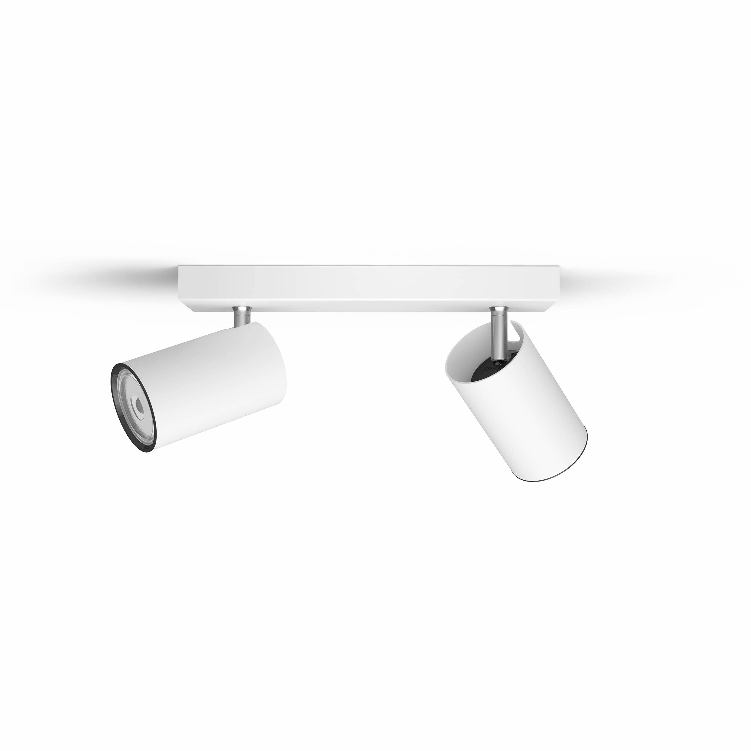 Philips myLiving Kosipo Einbaustrahler Weiß 2 flammige Einbauspot Einbaustrahler inkl. Philips Hue White GU10 & Dimmer Bluetooth