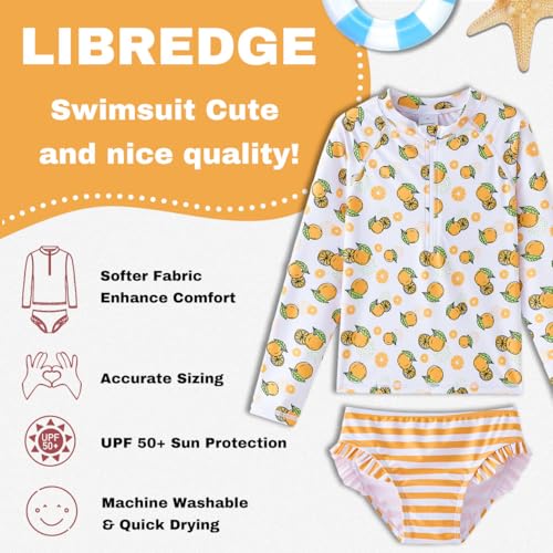 Image of Toddler Girls Swimsuit Rash Guard Sets 2-Piece Bathing Suits UPF 50+ Summer Kids Swimwear 2-7T