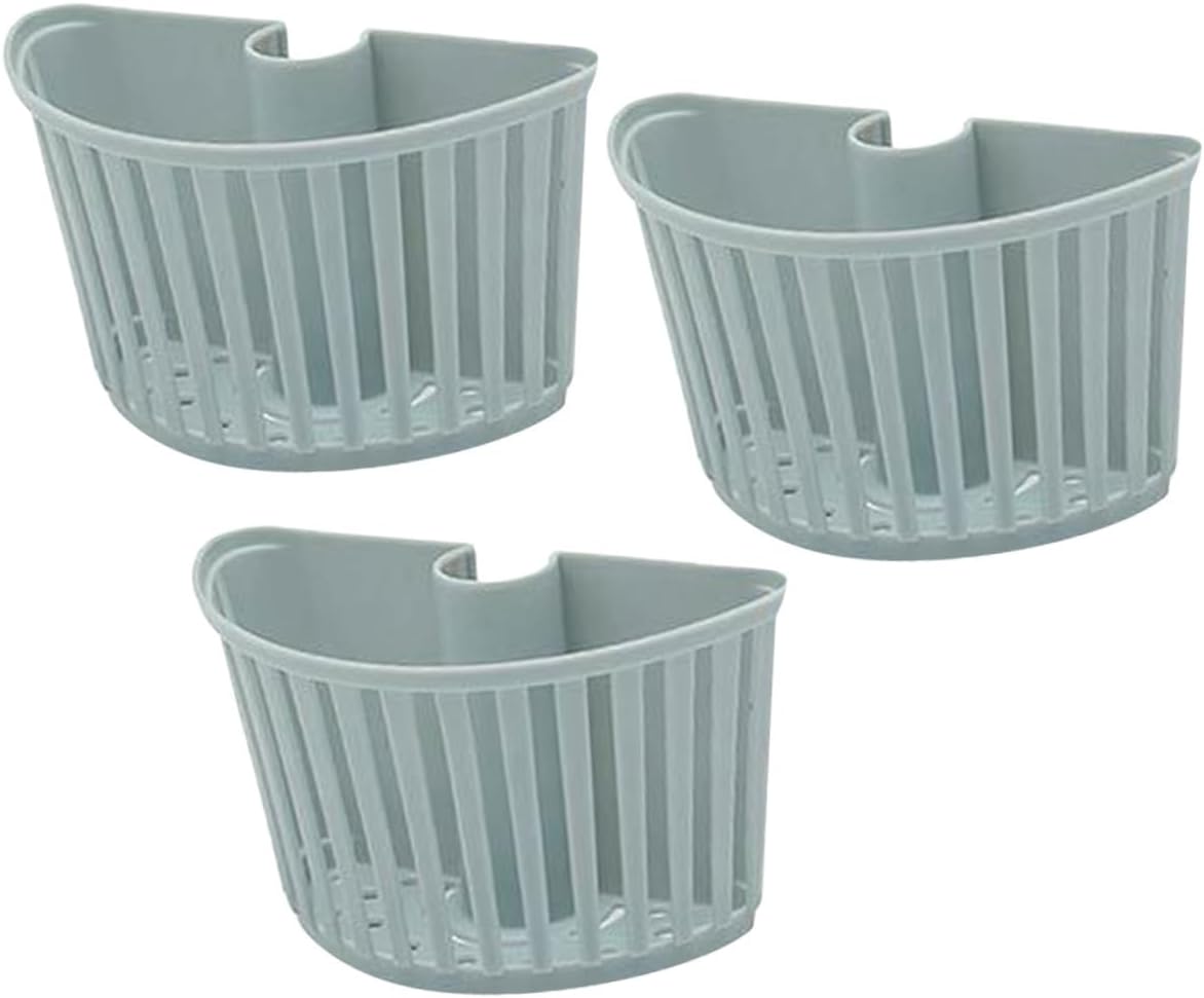 Sink Sponge Hanging Basket 3 Pcs Snap Button PP Plastic Drain Rack