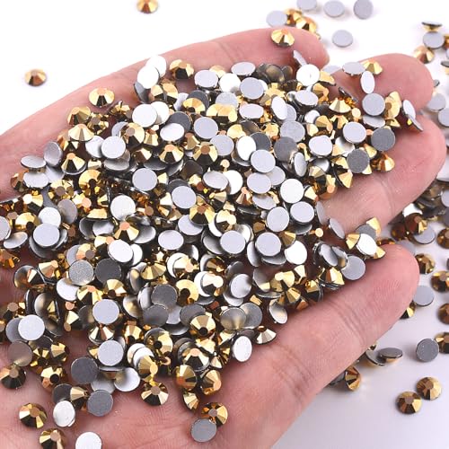 Image of 1440Pieces SS10 /2.7-2.9mm Flat Back Crystal Rhinestones Round Gems for Nail Art,Mine Gold