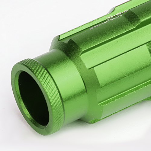 Image of DNA MOTORING LN-ZTL-9025-125-GN 20Pcs M12 x 1.25 Open End Style Wheel Lug Nuts w /Deep Drive Extension Adapter, 24mm OD /50mm H, Green