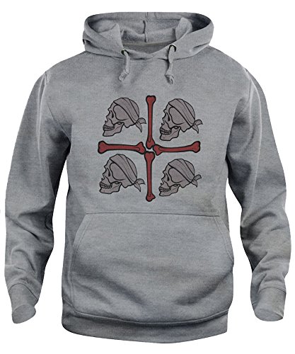 iMage Felpa Cappuccio Unisex Sardegna 4 Mori Teschi - Famosi S-Grigio Sport