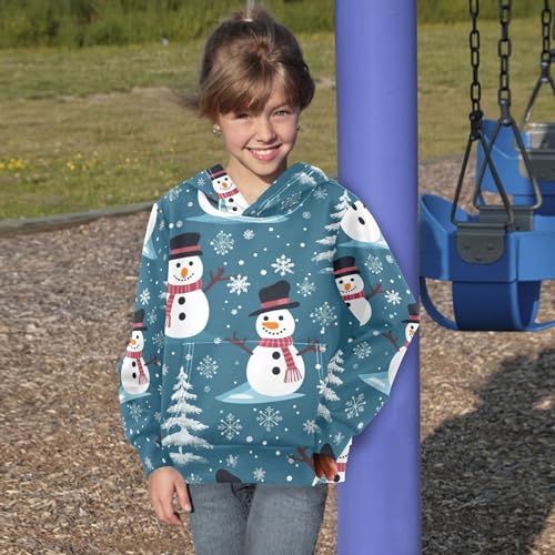Kids Hoodies Sweaters Christmas Snowman Hooded Sweatshirts with Big Pockets for Boys Girls B04000414