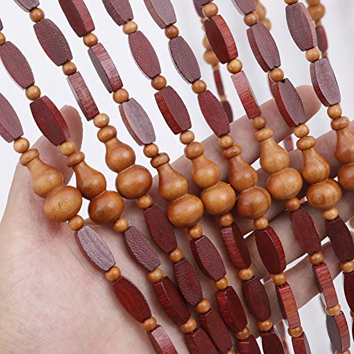 Rideau de perles en bois 31 brins avec pendentif gourde et finition arc personnalisable