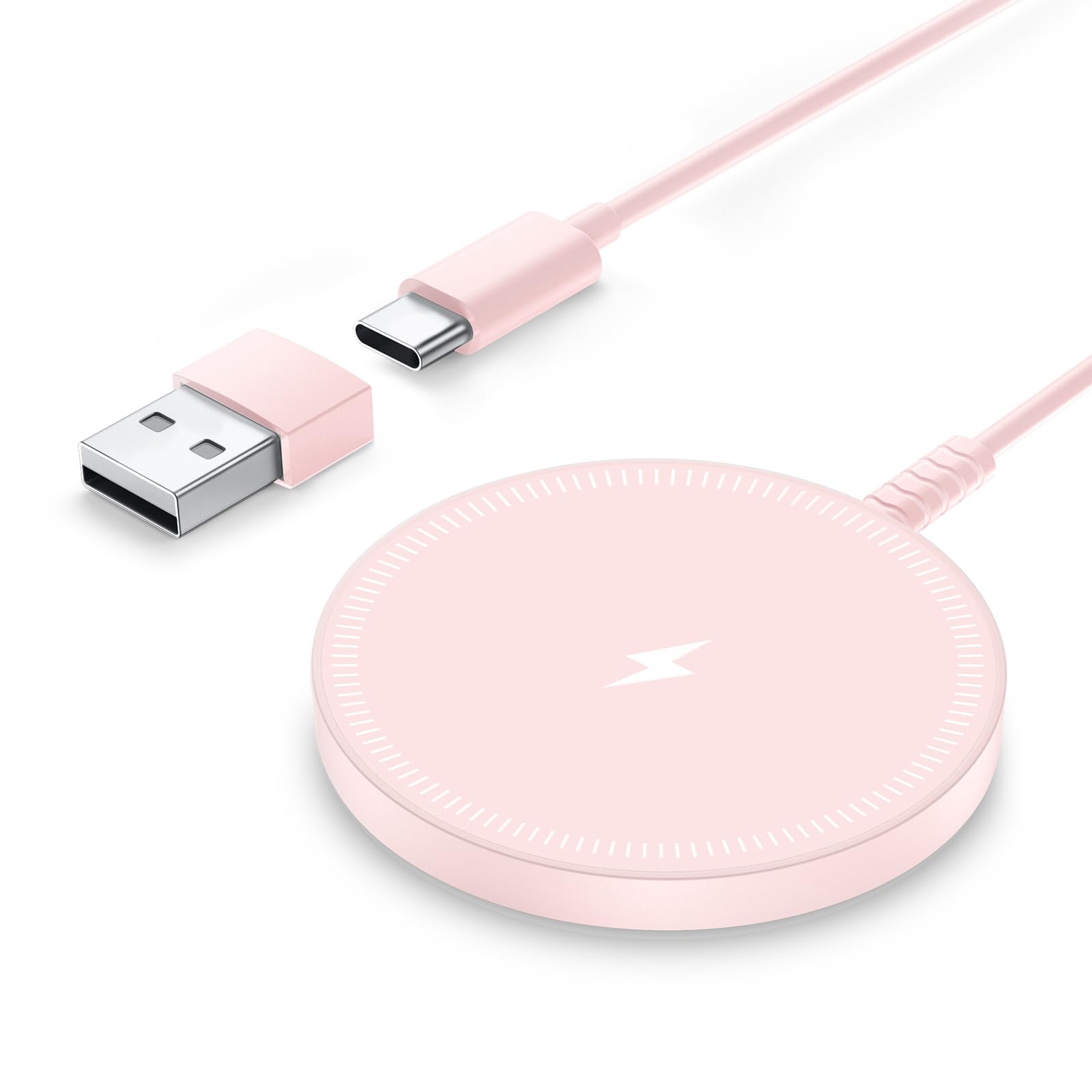 Magnetic Wireless Charger Fast Charge Strong Magnet Charging Pad for iPhone 17/16/15/14/13/12 - Series&amp;AirPods Pro 4-2, Daul Ports, Case-Friendly, Ultra-Slim &amp; Portable for Travel Nightstand Desk
