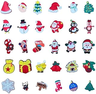 30 Pcs Christmas Croc Charms Santa Claus Snowman Christmas Tree Cute Shoe Croc Charms for Kids Men and Women Crocs Clogs Sandals Decoration Birthday Party Gift Christmas Shoes Buckle Decorations