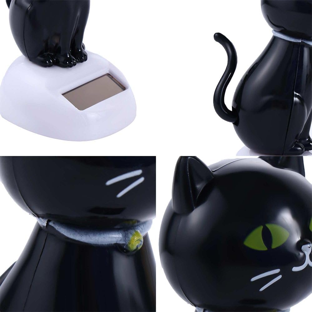Black Solar Cat Dancing Cat Figure Car Ornament,Dancing Ornaments Solar Powered Car Dashboard Interior Decoration Desktop Decor Gift Window Party Car Desk Home?Learning and Education