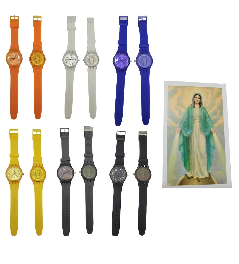 ricevi 1 Orologio per DETENUTO, PLASTICA Dietro Trasparente IDONEO CARCERE AMMESSO PENITENZIARIO, Bianco Nero BLU E Altri Omaggio PILA E SANTINO MADONNA PER CHI HA SBAGLIATO