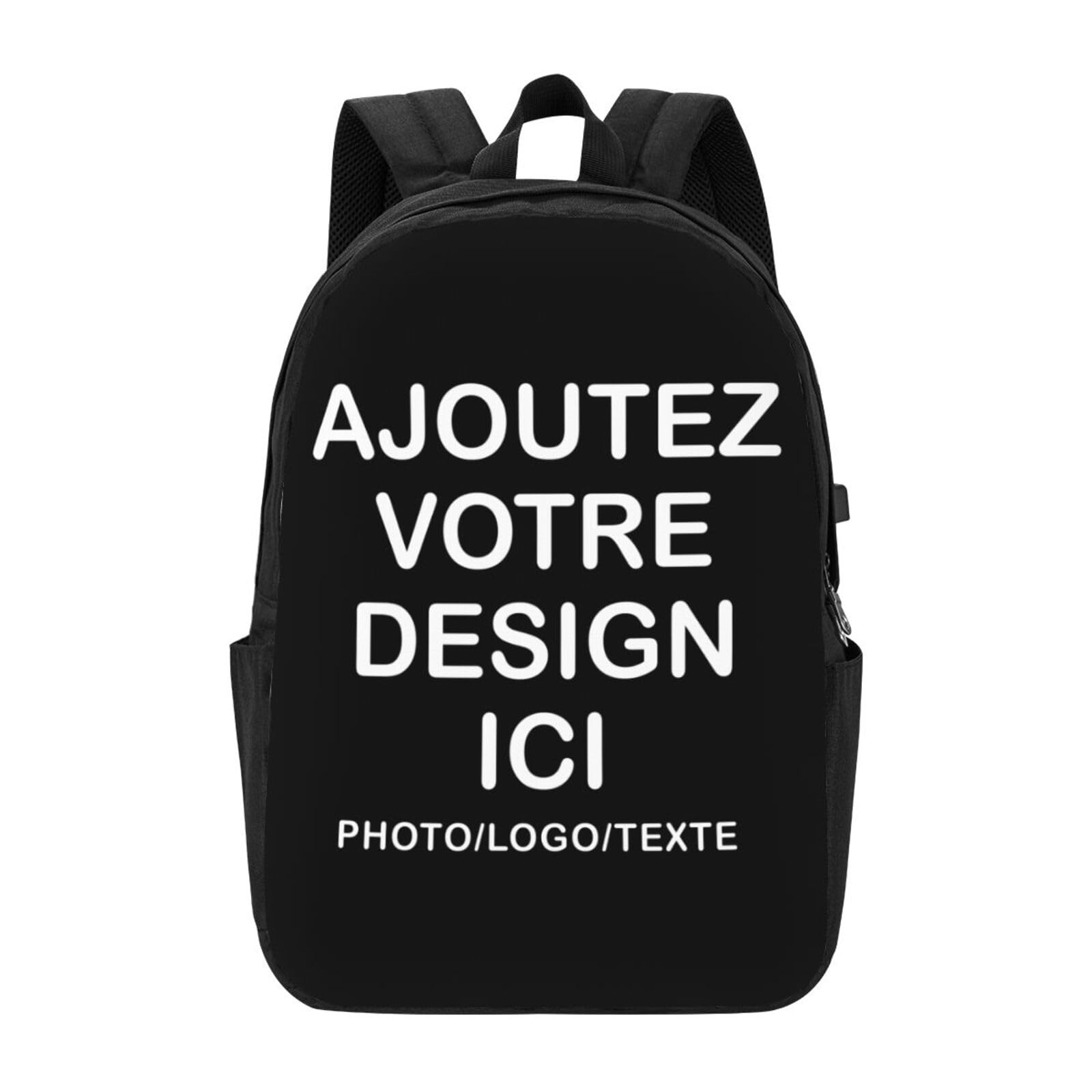 Sac à dos personnalisable – personnalisée Avec Photo Texte Image ou logo – personnalisé sac a dos léger pour étudiants, voyages, camping & rentrée scolaire