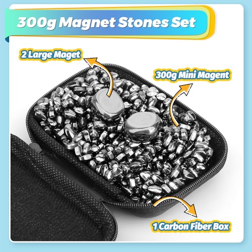 Image of Dilabnba 550PCS Ferrite Putty Fidget Toys for Adults with 2 Magnet Stones, Ferrite Putty Beads, Magnetic Desk Toys for Office Focus, Creative Sensory Play & DIY Gifts (Black)