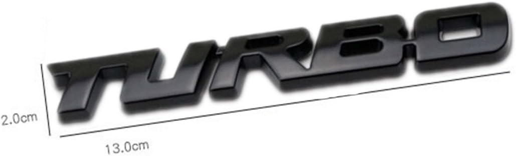 TK-KLZ 2Pcs 3D Metal TURBO Premium Car Side Fender Rear Trunk Emblem Badge Decals for JEEP BMW Dodge Mercedes Benz Tesla Toyota Honda Nissan Kia Chevrolet Ford (Black)
