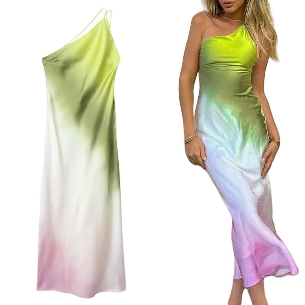 gonne da Donna Donnette Lunghe Donne Abiti Asimmetrici Senza Schienale Signore Fuori Spalla Vestito Estivo Midi-Rosso-s