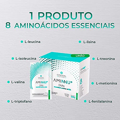 Kit Aminnu Limão 10g Com 30 Sachês Central Nutrition + Garrafa Squeeze 500ml